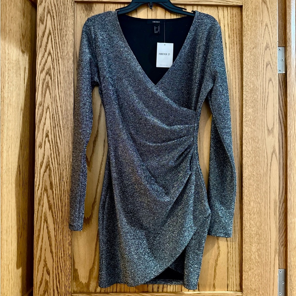 Forever 21 Metallic Long Sleeve Dress